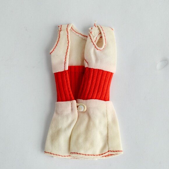 Mattel Barbie 1974 Free Moving Romper White Red - Picture 3 of 3